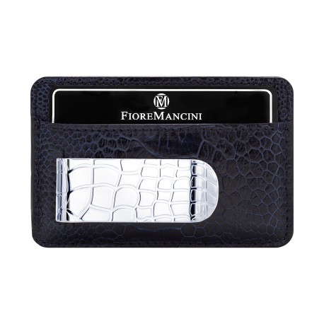 Baionetta/Credit Cards Holder - Ostrich Night Blue (Alligator)